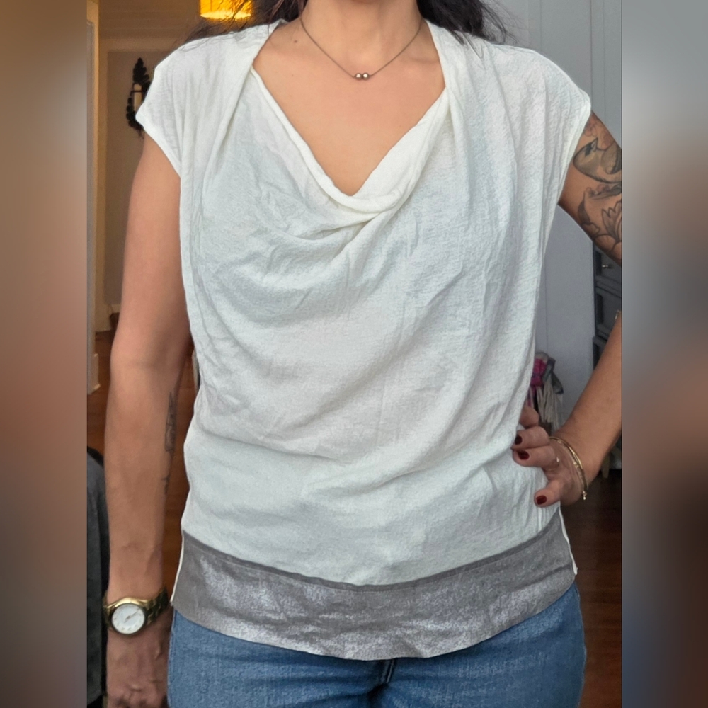Graham & Spencer Off-White Top Dressy Sleeveless Cowl NEW